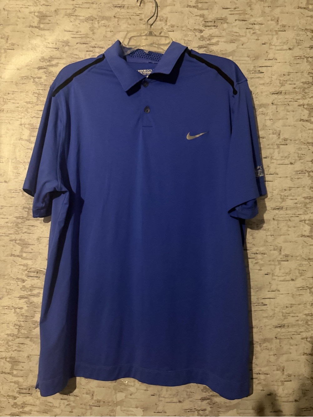 Nike Royal Blue Performance Polo with Black Shoulder Accents
